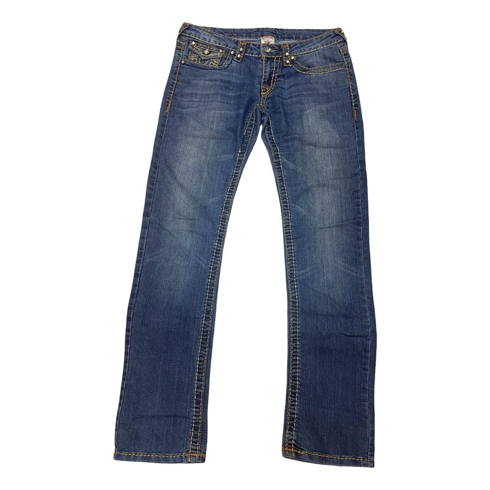 True Religion Brand Jeans Joey Super T Women's Size 28 Yellow Stitching